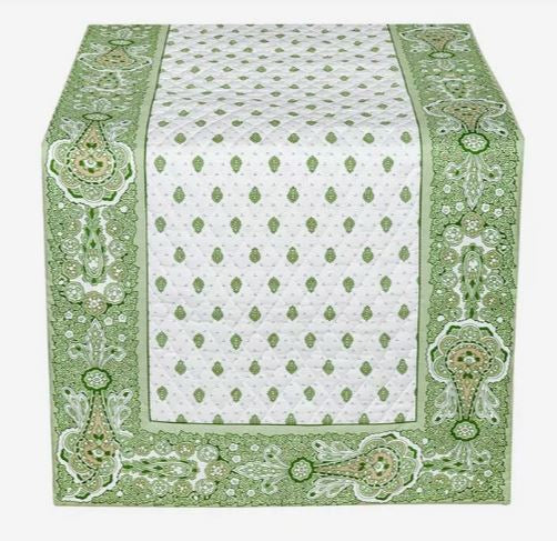 $5.50 MARAT Bastide 18" x 18" Allover Green Calissons on White Plain Cotton Napkins for Matching Ensemble Set – Dress Your Table in French Green & White Garden Style!