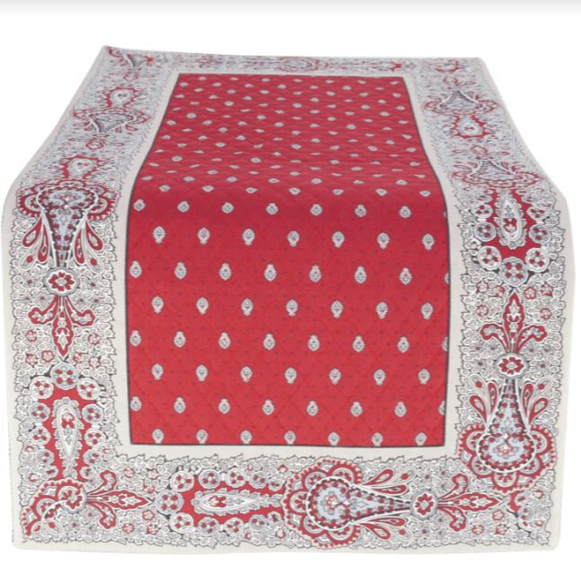 $5.50 MARAT Bastide 18" x 18" Allover Gray Calissons on Burgundy Red Plain Cotton Napkins for Matching Ensemble Sets – Create a Bordeaux Red Wine-Lover’s Tabletop!