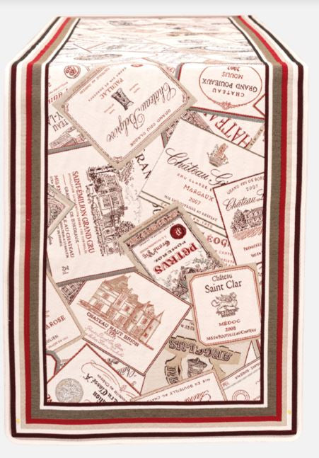 $340 4-8 Place 19-Piece Burgundy Red Wine Vineyard Wine Labels Dinner Ensemble Table Runner Ensemble Set for 6 to 10 Ft Tables 