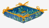 $139 70" Rd 2-6 Place 8-Pcs Ensemble Set Includes 1-Cigale Locusts on Blue Wipeable Coated Cotton Tablecloth +6 Matching Napkins +1 Tidy Fabric Bread Basket - Enjoy the Tabletop Theme of Provence Singing Locusts!