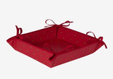 $45 60" Rd 6-Pcs 2-4 Plc Yellow Floral Buds on Red   Ensemble Set of 1-Red and Yellow Calisons Buds Plain Cotton Tablecloth +4 Matching Napkins +1 Tidy Fabric Bread Basket – Enjoy Provence Red Bistro Dining!