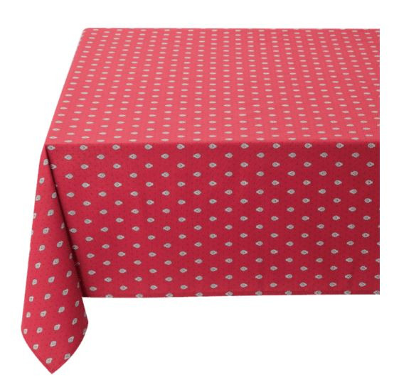 60" Square MARAT Bastide Grey Allover Calissons on Burgundy Plain Cotton Tablecloth – Includes 2 Free Napkins...Order More Matching $6 Napkins & $15 Tidy Bread Basket on this Tablecloth Page!