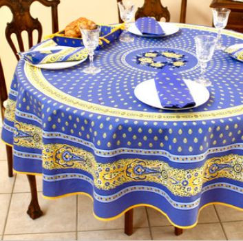 70" Rd Blue 8-Pc Tablecloth Ensemble for 2-6