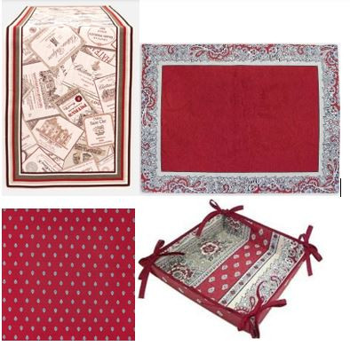 4-20 Place 49-Piece Burgundy Red Wine Vineyard Wine Labels Dinner Ensemble Table Runner Ensemble Set 