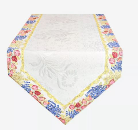 Tissus Toselli 56" x 17" Roses Table Runner – Order Matching $6 Napkins & $15 Tidy Bread Basket on this Product Page! 