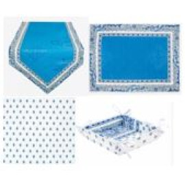 $615 4-20 Place 48-Piece Mediterranean Seaside Blue & White Table Runner Ensemble For 6-20 Ft Tables