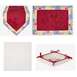 $235 4-8 Place 19-Piece Rose & Lavender Garden Scene Dining Room or Outdoor Terrace Table Runner Ensemble Set for 6-10 Ft Tables