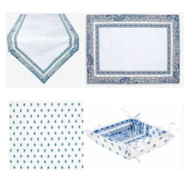$235 4-8 Place 19-Piece Seaside Blue/White/Grey Colors of Blue Sky on Your Dining Room Table Runner Ensemble Set For 6-10 Ft Tables 