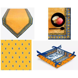 $375 4-12 Place 29-Piece Sunny Yellow French Provence Dining Room or Outdoor Table Runner Ensemble Set for 6-12 Ft Tables 