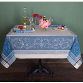 $125 64" Sq 2-4 Place 8-Pcs Ensemble Set of 1-Plain Cotton Tablecloth +4 Matching Napkins +1 Tidy Fabric Bread Basket -– Embrace the Regal Parisian Chateaux Look!