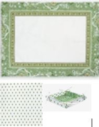 4-8 Place 18-Piece Green Garden Scene Dining Room or Outdoor Terrace Placemats Ensemble Set 
