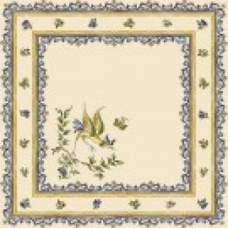 Tissus Toselli Moustiers Blue Birds Design 18" x 18" Napkins in Plain Cotton
