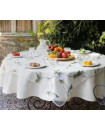 56" Square Tissus Toselli Pink Roses on Vine Organza Transparent Tablecloth with 70" Dia White Polester Undercloth Combination