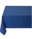 60" Square MARAT Avignon White Allover Calissons on Blue Coated Cotton Tablecloth For 2-4 Person Seating...Order Matching $6 Napkins & $15 Tidy Bread Basket Displayed on this Tablecloth Page!