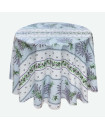 60" Round Tissus Toselli Lauris Lavender Flowers and Olives Vine Stain-Proof Cotton Tablecloth – For 2-4 Person Seating