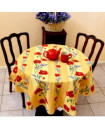 60" Round Tissus Toselli Red Poppies & Lavender on Yellow Plain Cotton Tablecloth 2-4 Place 6-Pcs Plain Cotton Tablecloth Ensemble Set of 1 Tablecloth, 4 Napkins, 1 Tidy Basket – Display a Red Poppies oin Yellow Tabletop! 