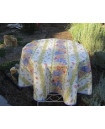 60" Round Tissus Toselli Roses & Lavender on White Plain Cotton Tablecloth 2-4 Place 6-Pcs Plain Cotton Tablecloth Ensemble Set of 1 Tablecloth, 4 Napkins, 1 Tidy Basket – Display a Roses Garden Look Tabletop! 