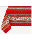 60" Sq MARAT Avignon Red Yellow White Filigree Banner on Red Stain-Proof Tablecloth