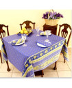 60" Square MARAT Bastide Yellow & Lavender Filigree Banner Stain-Proof Cotton Tablecloth