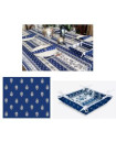 MARAT 60" Sq 2-4 Place 6-Pcs Blue on White Ensemble Set   Tablecloth | 6-Pcs Ensemble Set | 1 Tablecloth, 4 Napkins, I Tidy Bread Basket 