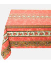 60" Square MARAT Tradition Design Rust-Orange Stripe Banner Stain-Proof Cotton Tablecloth –For Seating 2-4 persons...Includes 2 Free Napkins...Order More Matching $6 Napkins & $15 Tidy Bread Basket on this Tablecloth Page!