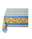 60" Square Tissus Toselli Citron Lemons & Leaves on Blue Stain-Proof Cotton Tablecloth – For Seating 2-4 persons...Includes 2 Free Napkins...Order More Matching $6 Napkins & $15 Tidy Bread Basket on this Tablecloth Page!