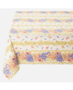 60" Square Tissus Toselli Roses & Lavender Sprigs Stripe Banner Design Plain Cotton Tablecloth