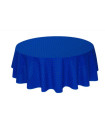 70" Round Tissus-Toselli Yellow Allover Calissons on Blue Plain Cotton Tablecloth For 2-6 Person Seating...Order Matching $6 Napkins & $15 Tidy Bread Basket Displayed on this Tablecloth Page!