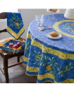 Tissus Toselli 70" Rd Cigale Blue Tablecloth
