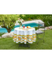 70" Rd 8-Pc Lemons WhiteTablecloth Ensemble for 2-6