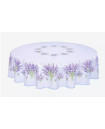 70" Rd 2-6 Place 8-Pcs Ensemble Set Includes 1-Bonnieux Lavender Purple Green on White Filigree Plain Cotton Tablecloth