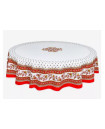 70" Round MARAT Avignon Red Yellow White Filigree Design Tablecloth in Plain Cotton