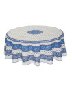 70" Round MARAT Tradition Blue Filigree on White Stain-Proof Cotton Tablecloth for Seating 2-6 People...Includes 4 Free Napkins...Order More Matching $6 Napkins & $15 Tidy Bread Basket on this Tablecloth Page!