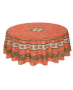 70" Rd 2-6 Place 8-Pcs Ensemble Set Includes 1-Tradition Orange Rust Filigree Plain Cotton Tablecloth +6 Matching Napkins +1 Tidy Fabric Bread Basket