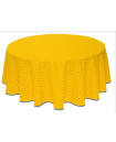 70" Rd 2-6 Place 8-Pcs Ensemble Set Includes 1-Blue Allover Calissons Floral Buds on Yellow Plain Cotton Tablecloth 