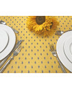 60" Square MARAT Avignon Blue Allover Calissons on Yellow Stain-Proof Cotton Tablecloth For Seating 2-4 persons...Includes 2 Free Napkins...Order More Matching $6 Napkins & $15 Tidy Bread Basket on this Tablecloth Page!