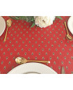 60" Square MARAT Avignon Yellow Allover Calissons on Red Plain Cotton Tablecloth – For Seating 2-4 persons...Order Matching $6 Napkins & $15 Tidy Bread Basket on this Tablecloth Page! 