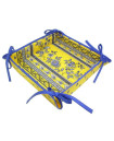  MARAT Avignon Revisited 8" x 8" Yellow & Blue TIDY Fabric Bread Basket in Coated Cotton