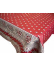 60" Square Marat Bastide Banner Grey on Red Tablecloth Stain-Proof Cotton 