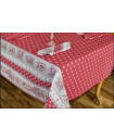 60" Square Marat Bastide Banner Grey on Red Tablecloth Stain-Proof Cotton 