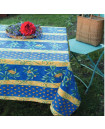 Matching Tablecloth for Tissus Toselli Cigale Locust on Blue Design 18" x 18" Napkins in Plain Cotton