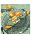 70" Round Tissus-Toselli Citron Lemons & Leaves on Green Stain-Proof Cotton Tablecloth for Seating 2-6 People...Includes 4 Free Napkins...Order More Matching $6 Napkins & $15 Tidy Bread Basket on this Tablecloth Page
