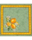Tissus Toselli Citron Lemons on Green Bordered Napkins in Plain Cotton