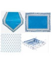 20-Place 48-Piece Ensemble Set | MARAT Bastide 60" x 20" Blue & White 20-Place Settings 48-Piece Table Runner Ensemble Set