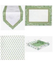 4-8 Place 19-Piece Green Garden Scene Dining Room or Outdoor Terrace Table Runner Ensemble Set 