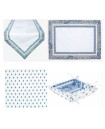 4-8 Place 19-Piece Blue/White/Grey Colors of Blue Sky on Your Dining Room Table Runner Ensemble Set