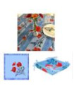 Tissus Toselli 60" Sq 2-4 Place 6-Pcs Red Poppies & Lavender on Light Blue Ensemble Set 