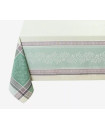 64" Square Tissus Toselli Jacquard Olivia Green & Grey Bordered Stain-Proof Tablecloth