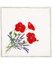 Tissus Toselli Red Poppies and Lavender on White Design 18" x 18" Napkins in Plain Cotton 