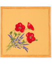 Tissus Toselli Red Poppies and Lavender on Yellow Design 18" x 18" Napkins in Plain Cotton 